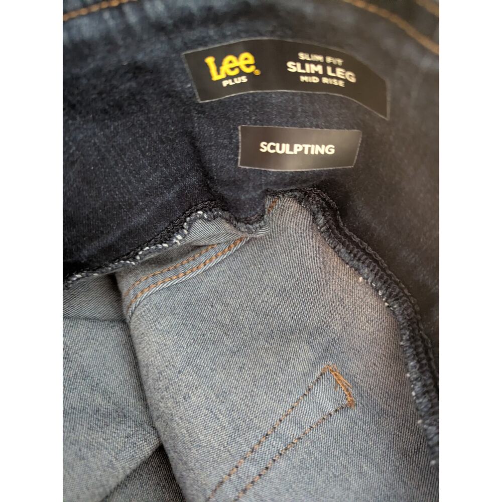 Lee Womens 24W Sculpting Slim Leg Dark Rinse Mid Rise Pull On Jeans Infinity NEW - Picture 6 of 8